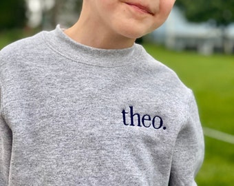 Custom Children's Embroidered Name Monogram Sweatshirt For Boys and Girls, Boys Monogram Sweatshirt, Personalized Name Sweatshirt for Kids