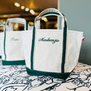 Mini Canvas Tote, Small Custom Bag, Bridal Party Gift, Monogram Canvas Boat Bag, Ironic Personalized, Embroidered Bag for Bachelorette Party