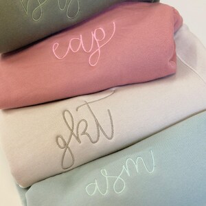 Monogram Sweatshirt, Simple Dainty Monogrammed Crewneck | Super Soft & Cozy Bella Canvas Personalized Shirt | Embroidered Monogram Pullover image 7