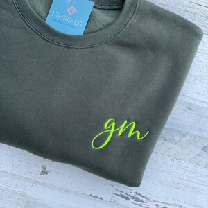 Monogram Sweatshirt, Custom Embroidered Sweatshirt, Super Soft Cozy Bella Canvas Personalized Crewneck | Preppy Embroidered Monogram Shirt image 2