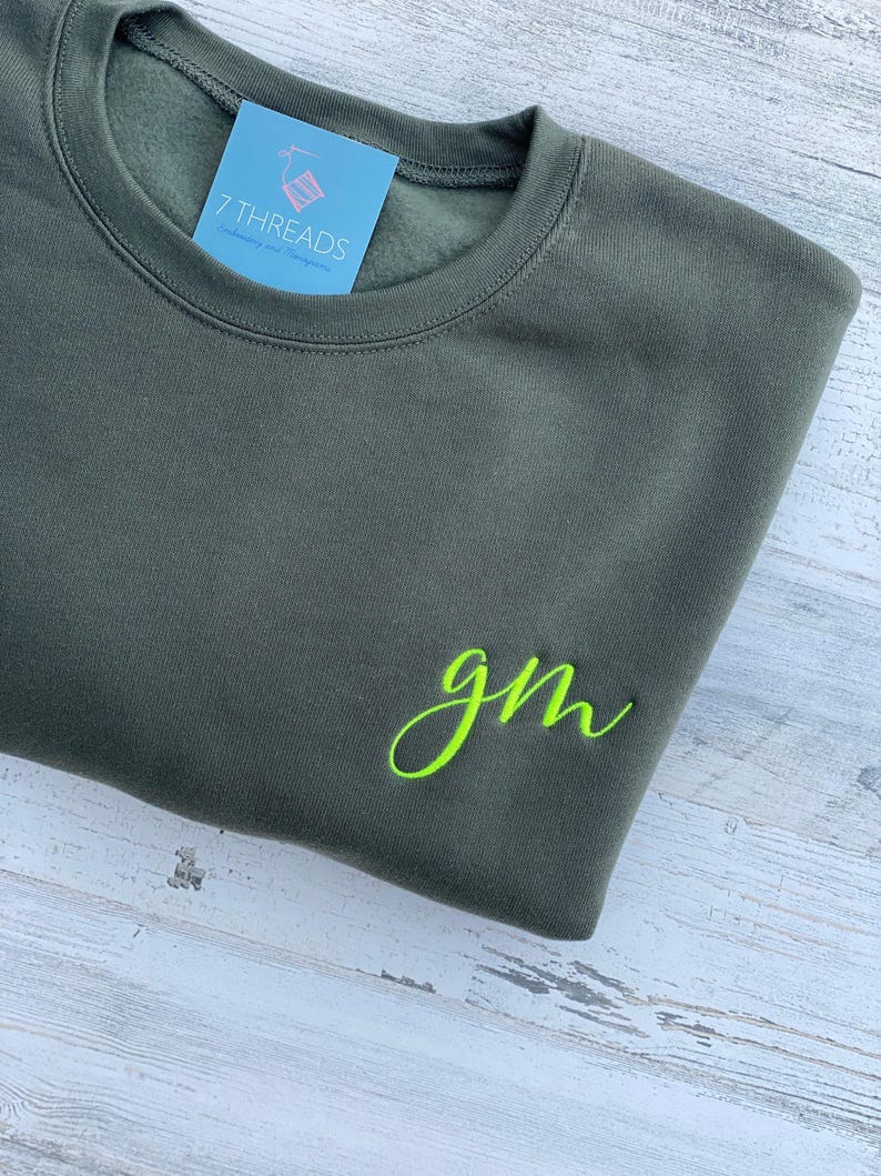Monogram Sweatshirt, Custom Embroidered Sweatshirt, Super Soft Cozy Bella Canvas Personalized Crewneck | Preppy Embroidered Monogram Shirt image 2