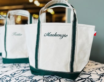 Mini-Canvas-Tasche, kleine personalisierte Tasche, Geschenk für die Brautjungfern, Canvas-Bootstasche mit Monogramm, ironische personalisierte, bestickte Tasche für den Junggesellinnenabschied