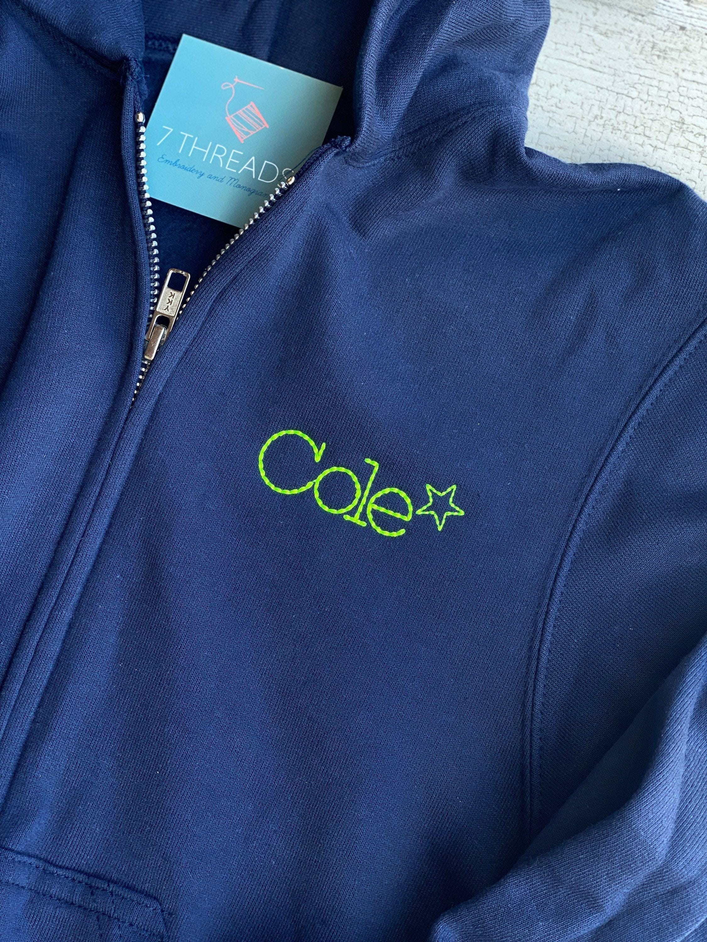Custom Youth Zip Sweatshirt, Kids Zip up Hoodie, Embroidered