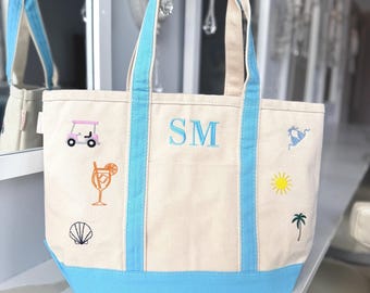 Personalized Icon Tote Bag, Custom Designs With Mini Embroidery