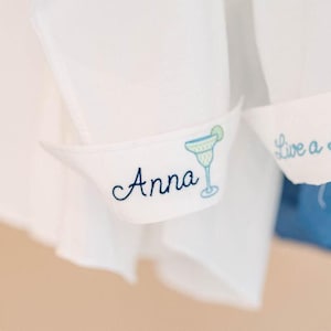 Custom Cocktail Button Down For Bridal Party, Embroidered Wedding Day Button Up Shirt