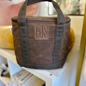 Waxed Canvas Drink Cooler, Insulated Golf Cooler, Soft Pack Cooler, Fathers Day, Groomsmen Gifts, Beer Lovers Caddy, Mens Lunch Minimalist image 7