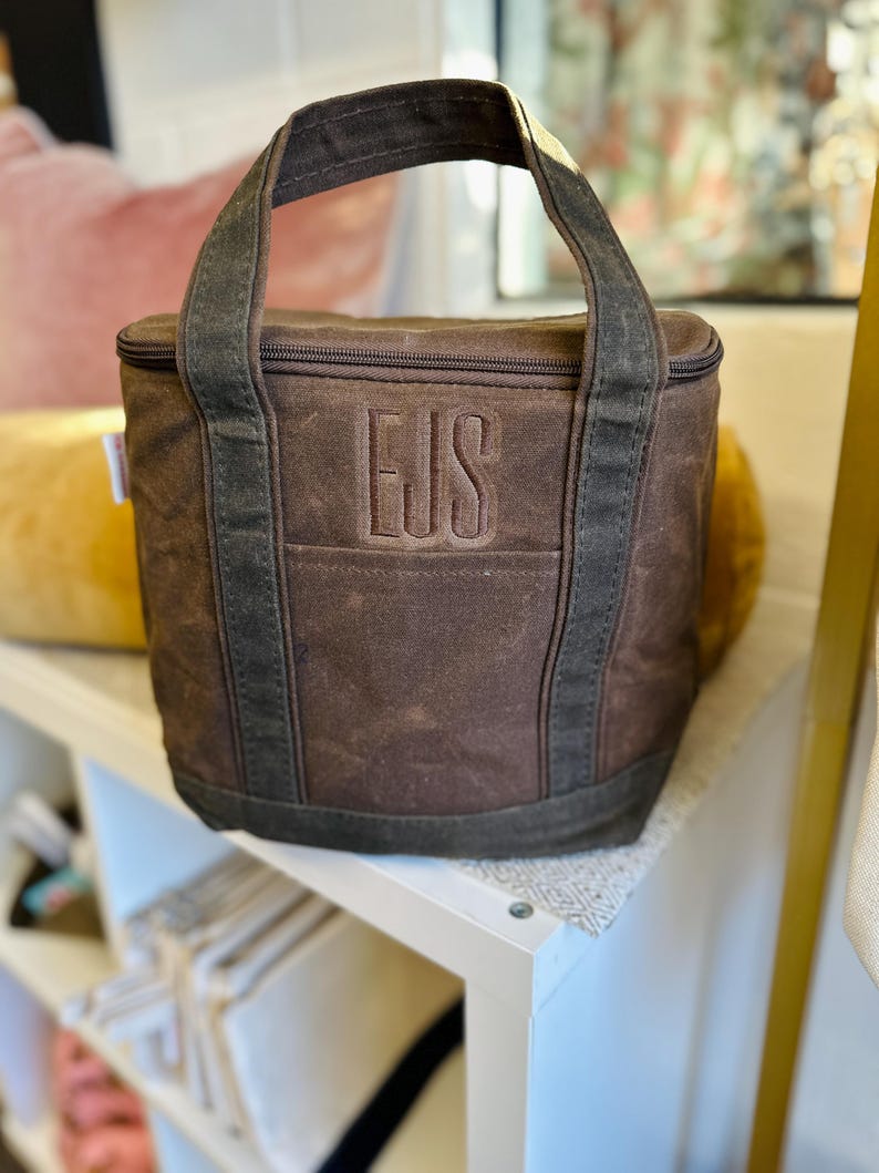 Waxed Canvas Drink Cooler, Insulated Golf Cooler, Soft Pack Cooler, Fathers Day, Groomsmen Gifts, Beer Lovers Caddy, Mens Lunch Minimalist image 7