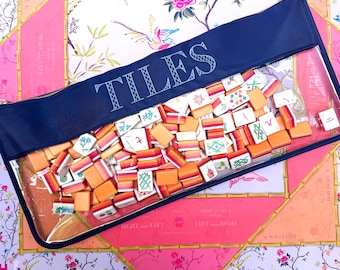 Mahjong Wide Clear Vinyl Pouch for Tiles, Needlepoint Projects, Mahjong Tile Holder for Full Set, Large NDLPT Project Bag