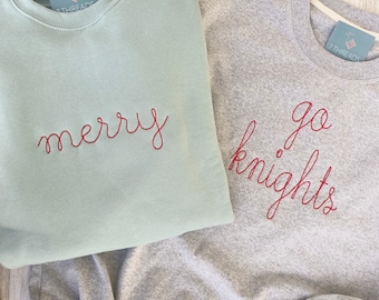 Embroidered Sweatshirt, Custom Message Sweatshirt, Super Soft Cozy Bella Canvas Personalized Crewneck | Preppy Embroidered Unisex Shirt