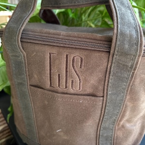 Waxed Canvas Drink Cooler, Insulated Golf Cooler, Soft Pack Cooler, Fathers Day, Groomsmen Gifts, Beer Lovers Caddy, Mens Lunch Minimalist image 3
