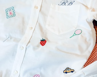Icon Button Up Shirt With Mini Monograms, Custom Personalized Shirts