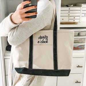 Personalisierte gestickte Canvas Tote