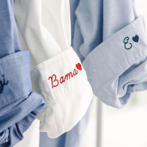 Personalized Oxford Button-Up Shirt, Embroidered Cuff, Bridal Party Gift