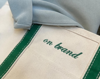 Personalized Ironic Tote, Monogram Embroidered Boat Bag, Custom Tote Bag, Preppy Canvas Tote Bag, 90s Bag, Perfect Carryall For Beach Trip