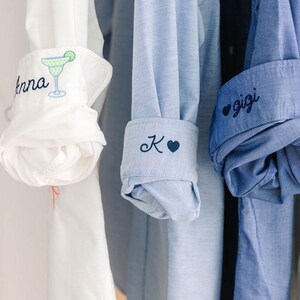 Button Up Shirt With Personalized Cuff Detail, Shirts for Bridal Party, Minimalist Wedding Day Button Down, Mini Monogram Coastal Oxford image 13