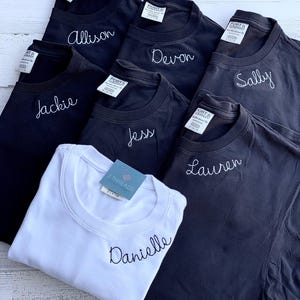 Monogram Collar Tee | Custom Name T Shirt | Personalized Comfort Colors | Bridal Party Shirts | Bridesmaids Shirt | Embroidered T Shirt