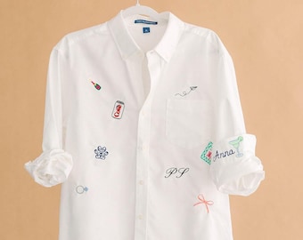 Icon button-up shirt met minimonogrammen, gepersonaliseerde shirts