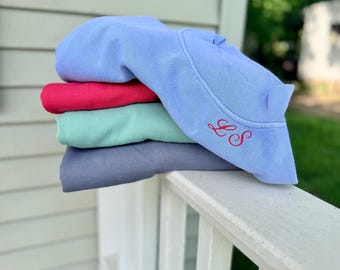 Mock Neck Sweatshirt with Custom Neckline Embroidery