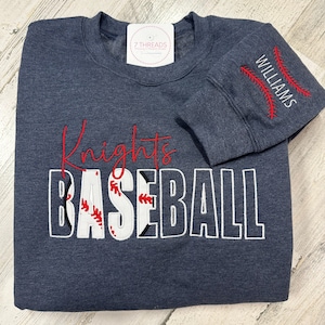 Baseball Mama Sweatshirt, trendiges Baseball-Team mit Rundhalsausschnitt, perfekt für Frühlingssport, bequeme übergroße Team-Applikation, mit Namensärmel-Detail