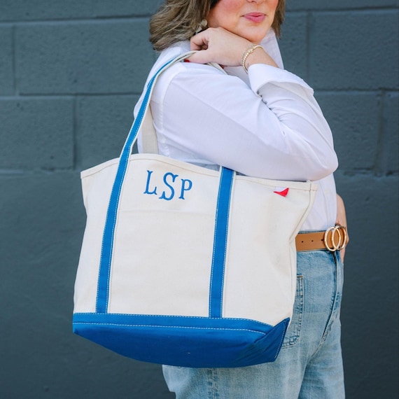 Personalized Canvas Tote, Ironic Boat Bag, Monogram Canvas Tote Bag, Custom Tote Bag, Preppy Embroidered Tote Bag, Funny 90s Style Tote Bag