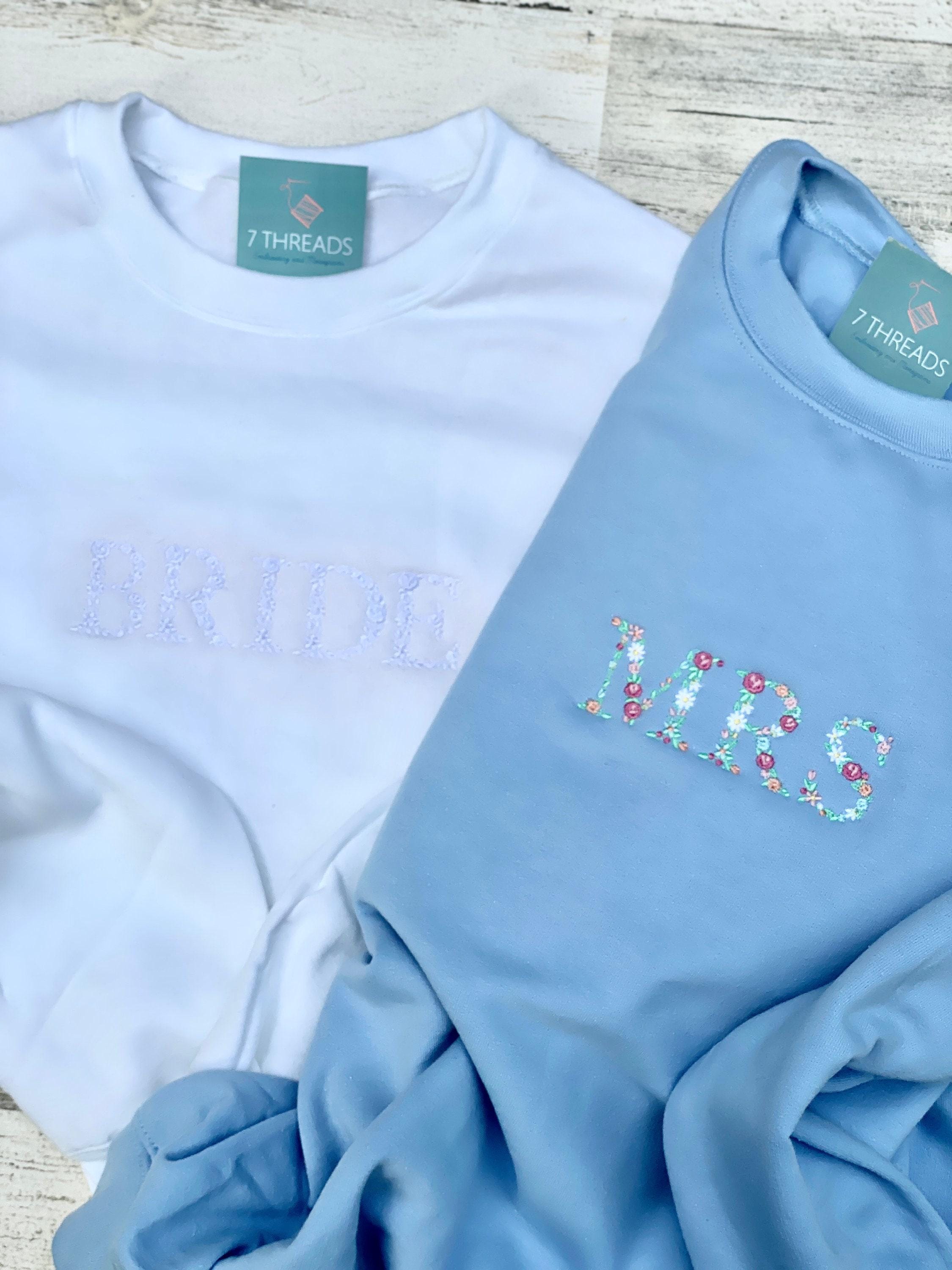 Custom Embroidered Flower Letters Sweatshirt, Boho Floral Embroidery ...