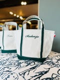 Mini Canvas Tote, Small Custom Bag, Bridal Party Gift, Monogram Canvas Boat Bag, Ironic Personalized, Embroidered Bag for Bachelorette Party product logo