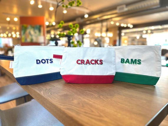 Mahjong Canvas Pouch, Embroidered Custom Cosmetic Bag, Custom Personalized Zipper Bag for Accessories, Purse Pouch, Bridesmaid Gift