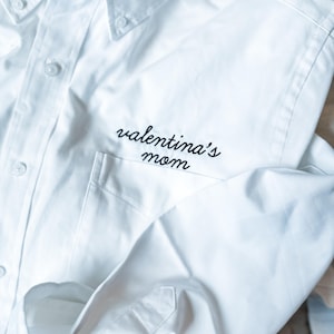 Personalized Button Down For Bridal Party, Preppy Minimalist Embroidered Wedding Day Button Up, Monogram Oxford, Coastal Monogram Denim