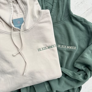 Roman Numerals Custom Embroidered Hoodie, Couples Matching Swestshirt, Gift For Wedding, Anniversary, Bridal Gift, Hoodie With Dates
