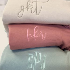 Monogram Sweatshirt, Simple Dainty Monogrammed Crewneck | Super Soft & Cozy Bella Canvas Personalized Shirt | Embroidered Monogram Pullover image 5