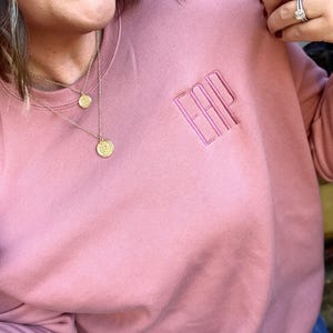 Monogram Sweatshirt, Custom Embroidered Sweatshirt, Super Soft Cozy Bella Canvas Personalized Crewneck | Preppy Embroidered Monogram Shirt image 3