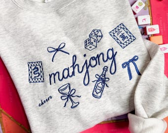 Mahjong Icon Sweatshirt, Bird Bam Cheers, Mahj Sweatshirt, Girls Night Crewneck