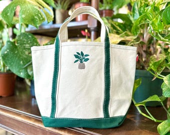 Mini-Canvas-Tasche mit Icon-Motiv, kleine, individuell gestaltbare Tasche im Küsten-Sommer-Stil, Geschenk für Brautjungfern, kleine Canvas-Bootstasche, bestickte Tasche für Junggesellinnenabschiede