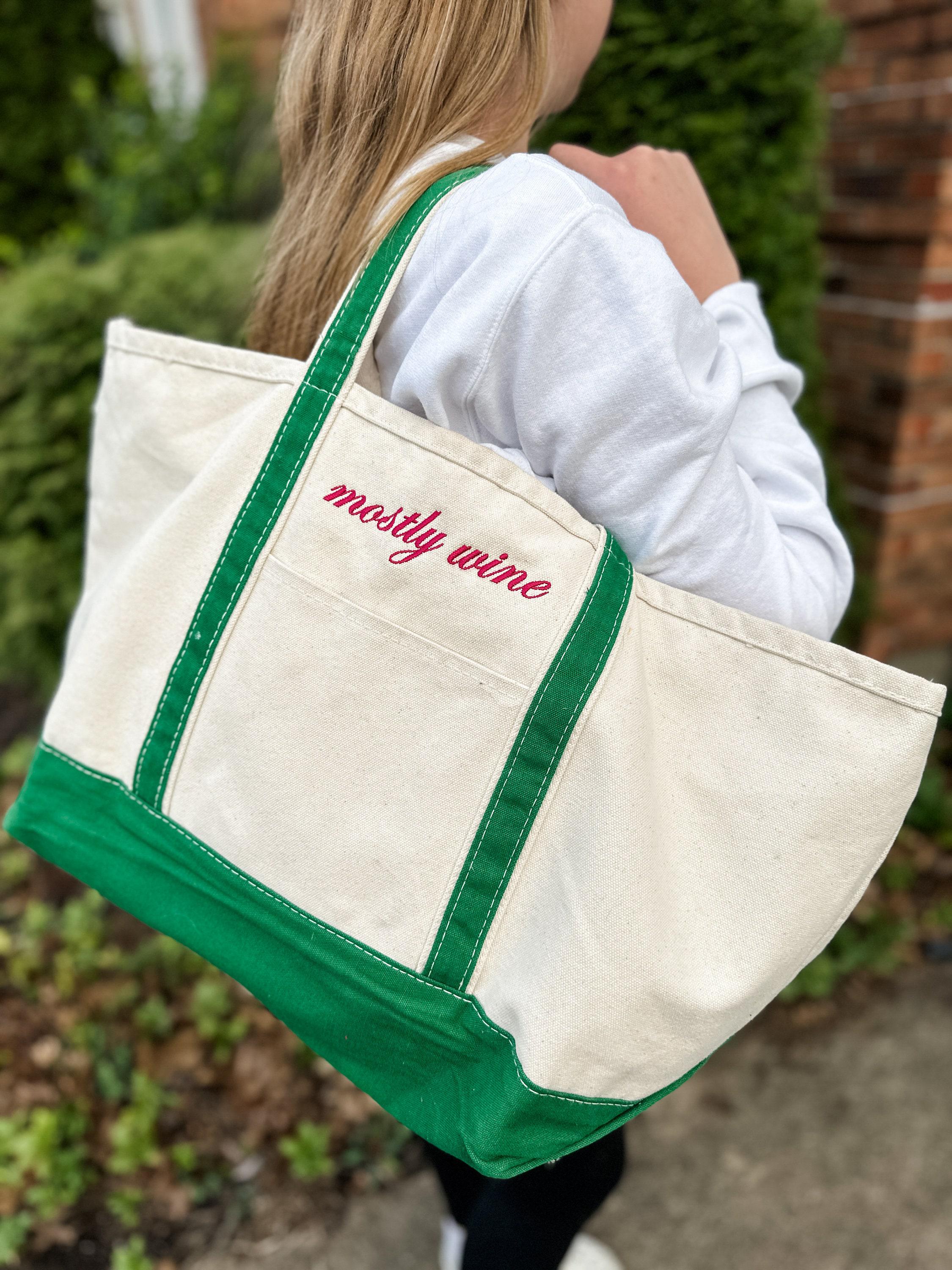 Large Canvas Embroidered Tote Bag, Ironic Boat Bag Tote, New