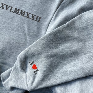 Roman Numerals Custom Embroidered Hoodie, Couples Matching Swestshirt, Gift For Wedding, Anniversary, Bridal Gift, Hoodie With Dates image 7