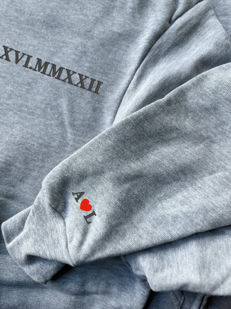 Roman Numerals Custom Embroidered Hoodie, Couples Matching Swestshirt, Gift For Wedding, Anniversary, Bridal Gift, Hoodie With Dates image 7