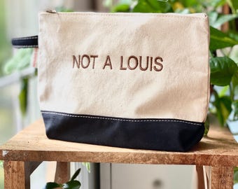 Personalized Makeup Bag, Toiletry Pouch, Ironic Tote Pouch, Monogram Canvas Pouch, Custom Bag to Match Canvas Tote, Embroidered Gifts
