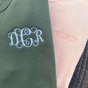 Monogram Sweatshirt, Custom Embroidered Sweatshirt, Super Soft Cozy Bella Canvas Personalized Crewneck | Preppy Embroidered Monogram Shirt image 6
