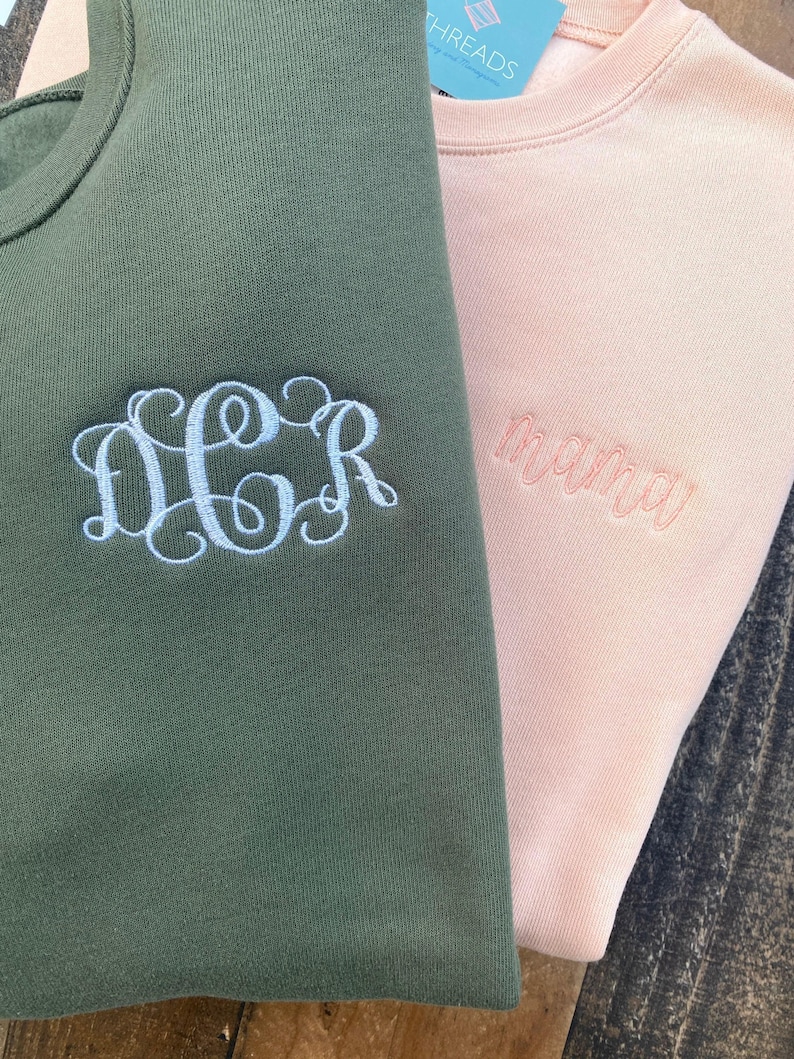 Monogram Sweatshirt, Custom Embroidered Sweatshirt, Super Soft Cozy Bella Canvas Personalized Crewneck | Preppy Embroidered Monogram Shirt image 6