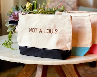 Neceser personalizado, bolso tote irónico, bolso de lona con monograma, neceser a juego con el bolso tote, regalo bordado para novias, bolsa de viaje
