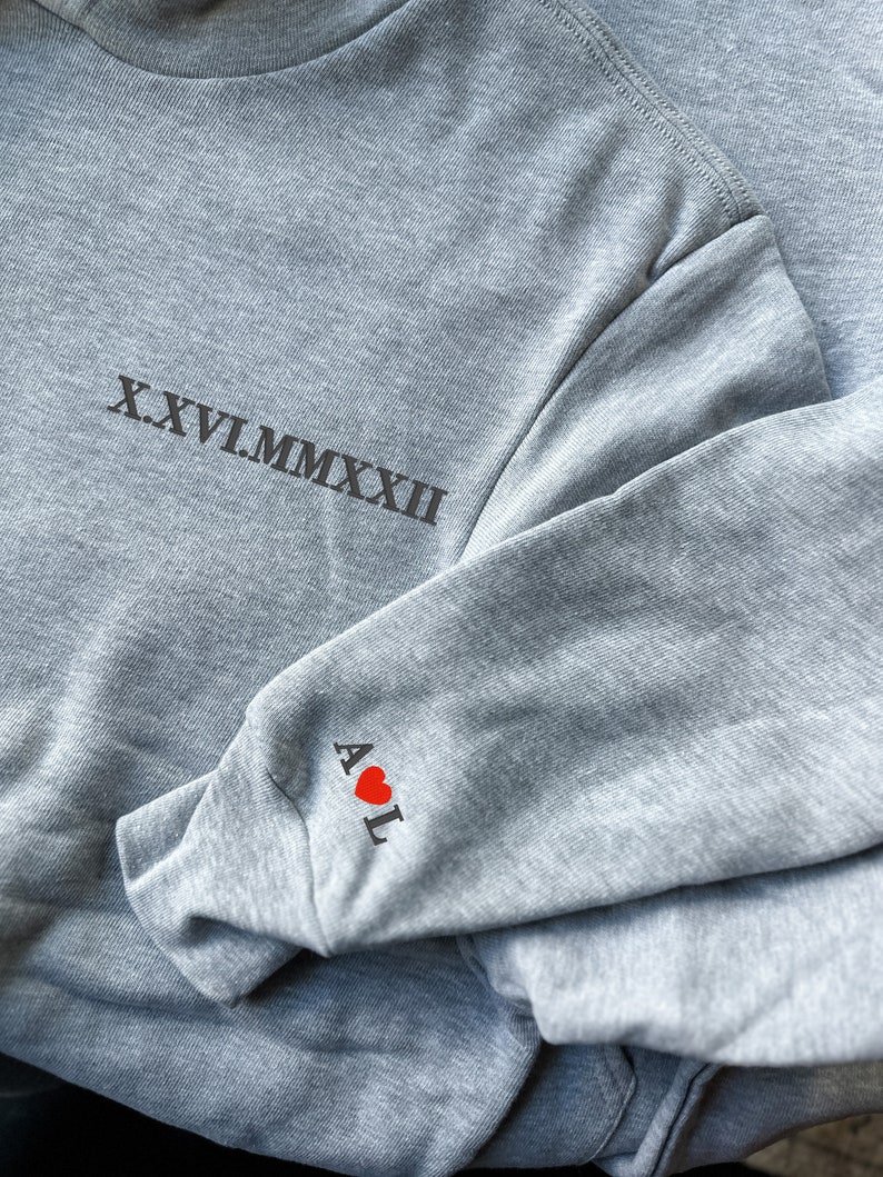 Roman Numerals Custom Embroidered Hoodie, Couples Matching Swestshirt, Gift For Wedding, Anniversary, Bridal Gift, Hoodie With Dates image 9