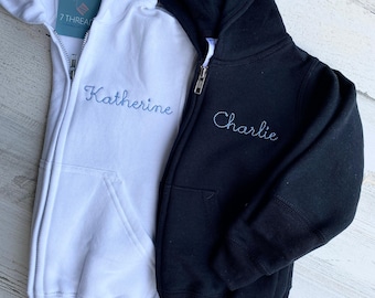 Custom Youth Zip Sweatshirt, Kids Zip up Hoodie, Embroidered