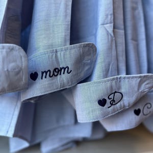 Button Up Shirt With Personalized Cuff Detail, Shirts for Bridal Party, Minimalist Wedding Day Button Down, Mini Monogram Coastal Oxford image 8