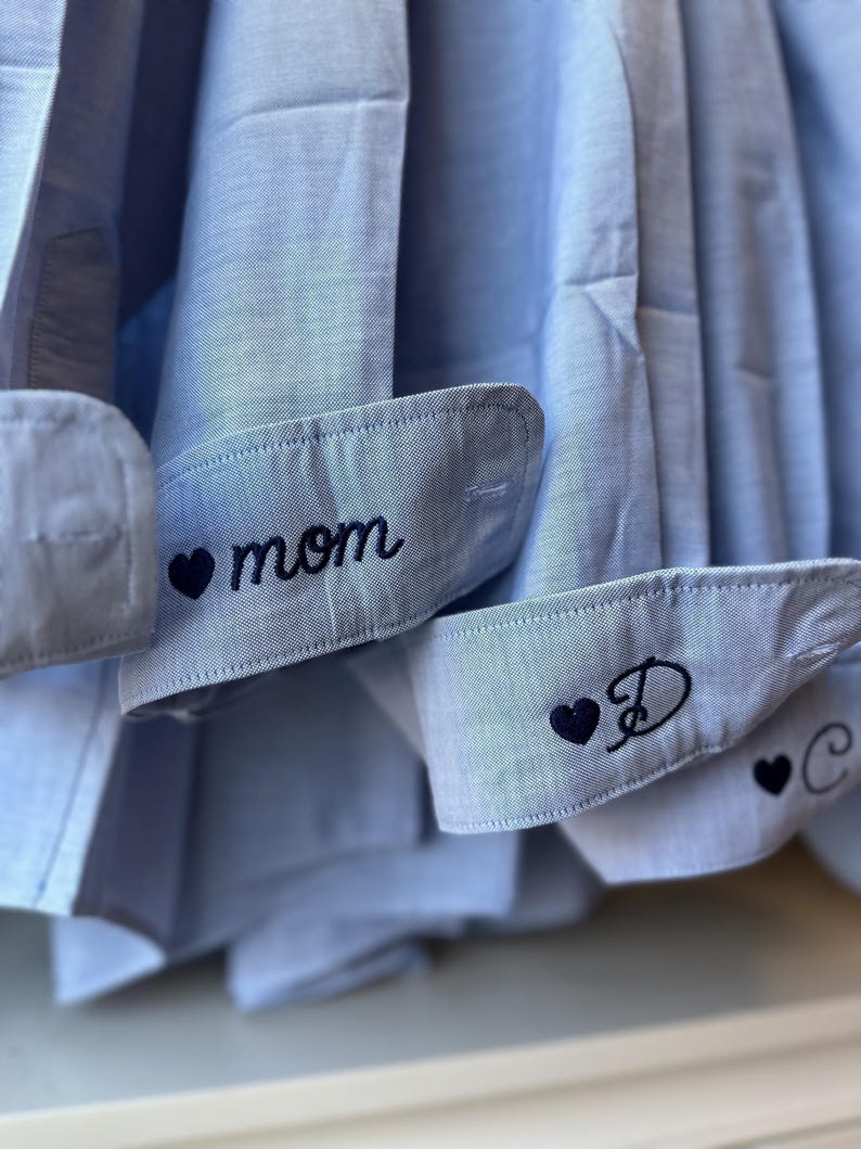 Button Up Shirt With Personalized Cuff Detail, Shirts for Bridal Party, Minimalist Wedding Day Button Down, Mini Monogram Coastal Oxford image 8