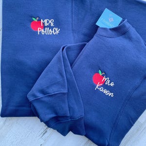 Personalized Teacher Sweatshirt, Graduation Gift For New Teacher, Teacher Apple Zip Pullover Teacher Gift, Personalized Teacher Name
