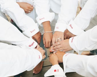 Button Down With Embroidered Cuff Detail, Button Down For Bridal Party, Minimalist Wedding Day Button Up Shirt, Mini Monogram Coastal Oxford
