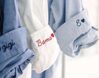 Personalized Oxford Button-Up Shirt, Embroidered Cuff, Bridal Party Gift