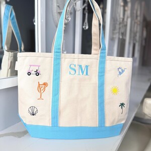 Personalized Icon Tote Bag, Custom Designs With Mini Embroidery
