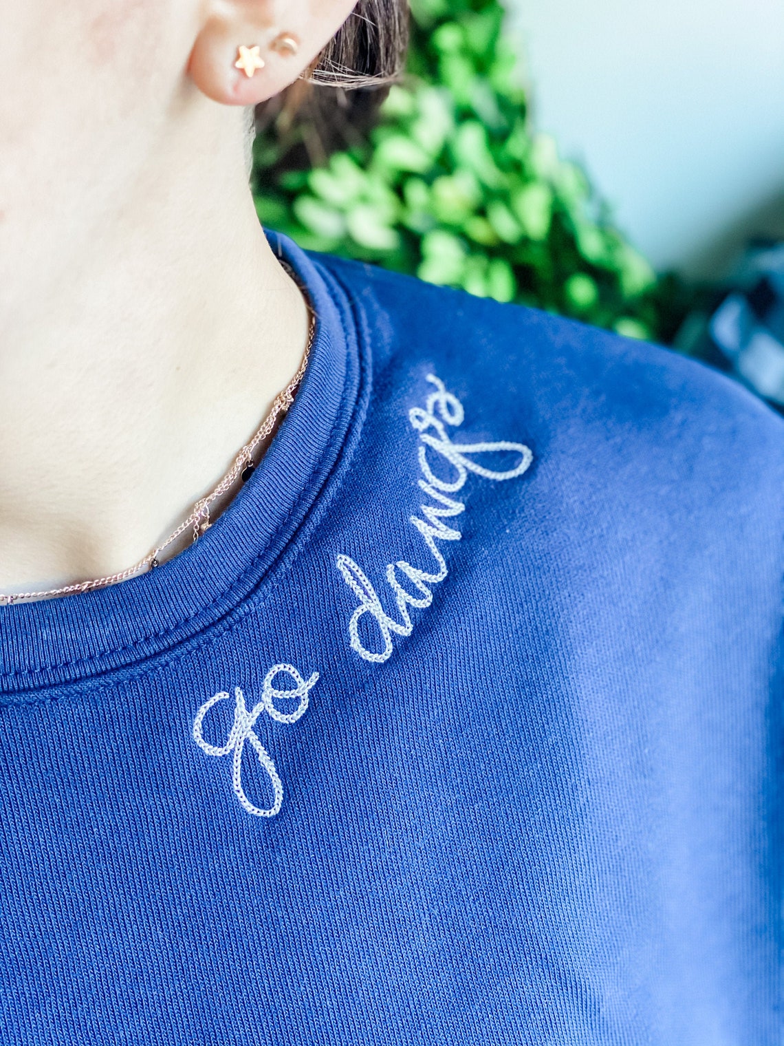 Best Friend Gift Custom Embroidered Neckline Sweatshirt | Etsy