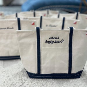 Open Top Canvas Tote With Inside Pockets, Ironic Boat Bag, Perfect Beach Bag, Preppy Tote Bag for Boat, Embroidered Funny Ironic Saying image 8
